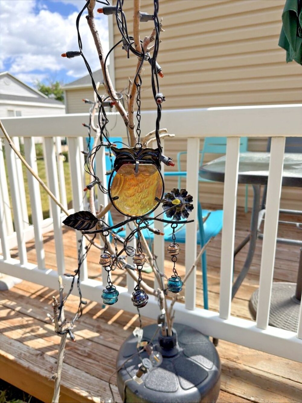 Fox River Creations Metal & Glass Owl Outdoor Hanging Wind Chime - NIB - Picture 3 of 4